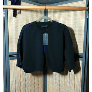 Cardi B X Reebok Women's Black & Purple Cropped Sweatshirt